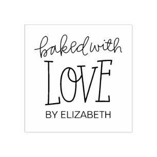Baked With Love Personalized Rubber Stamp