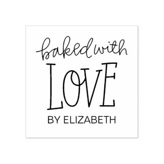 Baked With Love Personalized Rubber Stamp