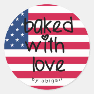 Baked with Love - Personalized U.S. Flag Classic Round Sticker