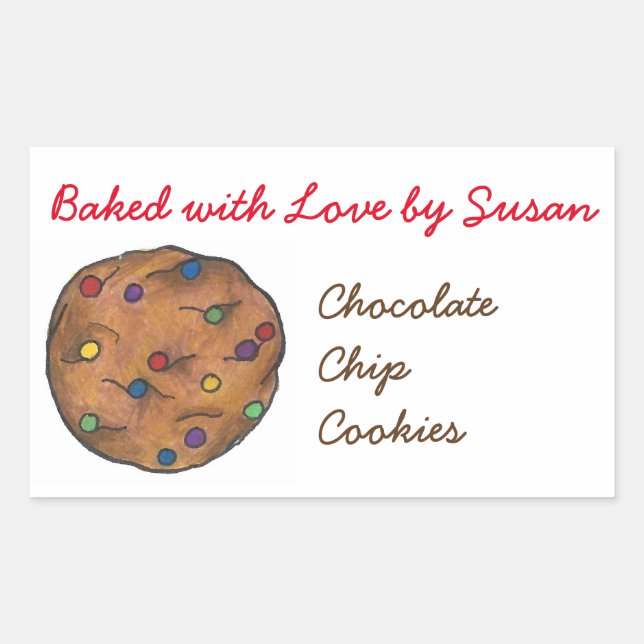 Baked with Love Rainbow Chip Cookie Baking Bakery Sticker (Front)