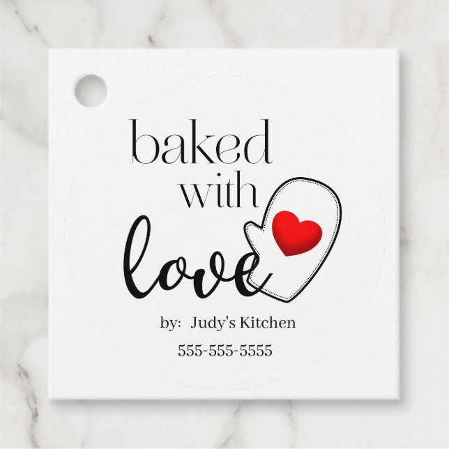 Baked with Love Sticker Favour Tags (Front)