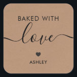 Baked With Love Tag, Homemade Sticker, Kraft Square Sticker<br><div class="desc">These are the perfect little stickers. You can customize the text,  as well as change the colours.</div>