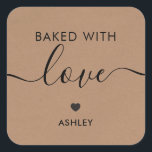 Baked With Love Tag, Homemade Sticker, Kraft Square Sticker<br><div class="desc">These are the perfect little stickers. You can customize the text,  as well as change the colours.</div>