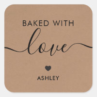 Baked With Love Tag, Homemade Sticker, Kraft