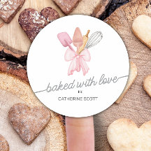 Baked with love watercolor personalized