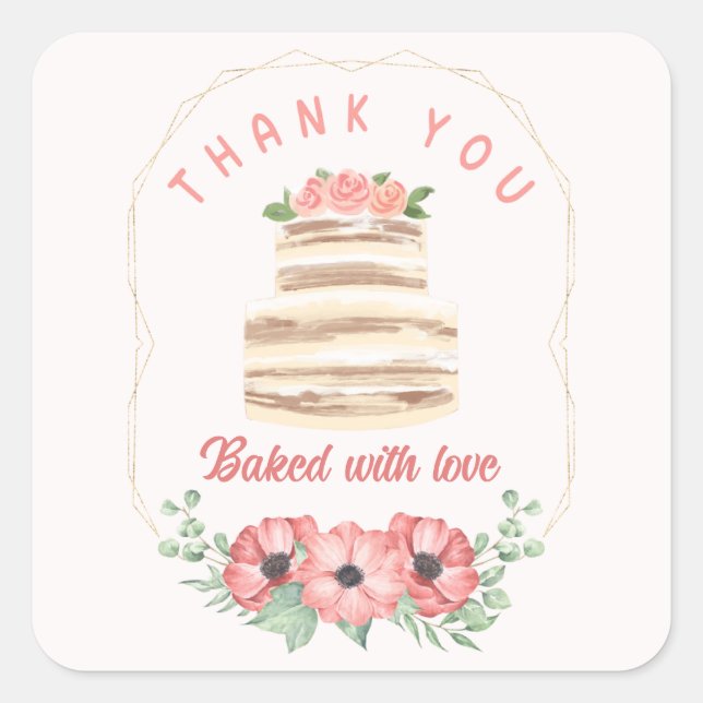 Baked with love Wedding Cake Sticker (Front)