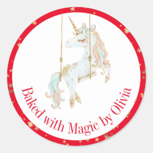 Baked with Magic Personalized Holiday Baking Classic Round Sticker