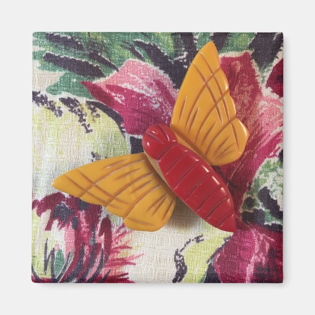 Bakelite Butterfly on fabric Magnet (Front)