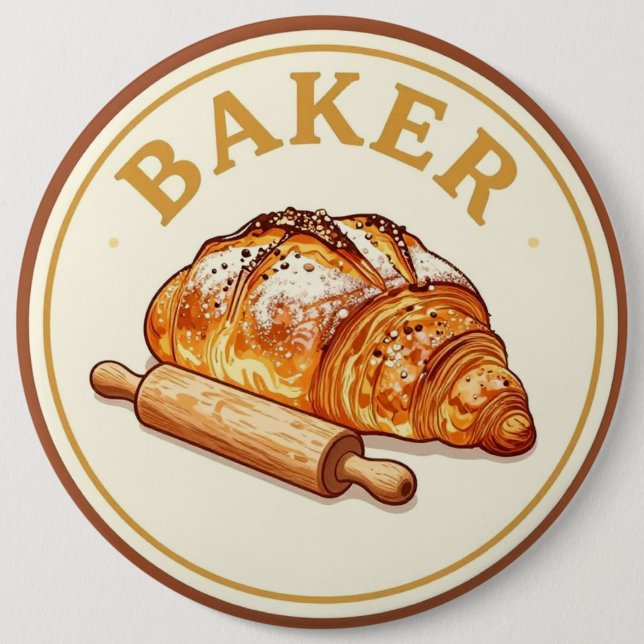 Baker 🥐 Artisan Bakery 6 Inch Round Button (Front)
