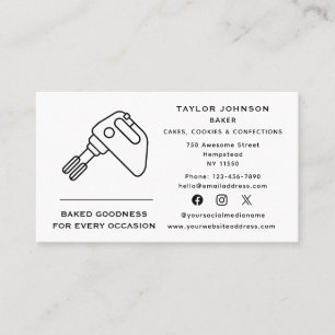 Baker Bakery Baked Goods Hand Mixer Social Media Business Card