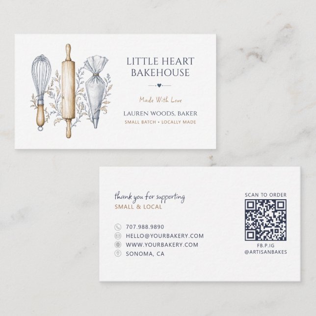 Baker Bakery Baking Utensils  Business Card (Front/Back)