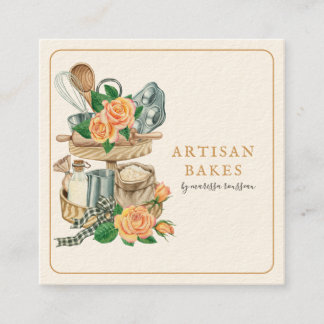 Baker Bakery Baking Utensils Square Business Card