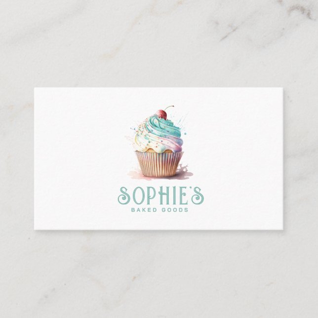 Baker Bakery Cupcake Logo Carré Carte de visite (Devant)