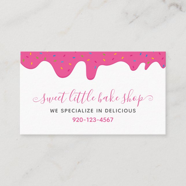 Baker Bakery Frosting Drips Sprinkles  Business Card (Front)