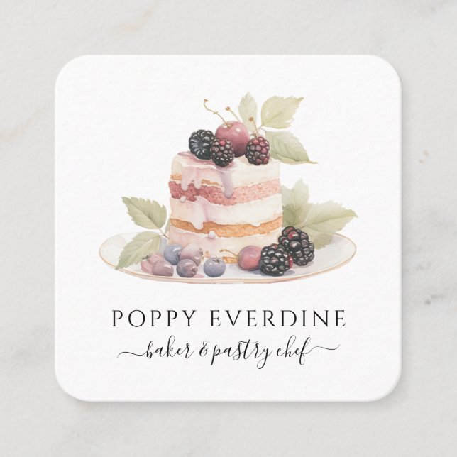 Baker Bakery Pastry Chef Catering Square Business Card (Front)