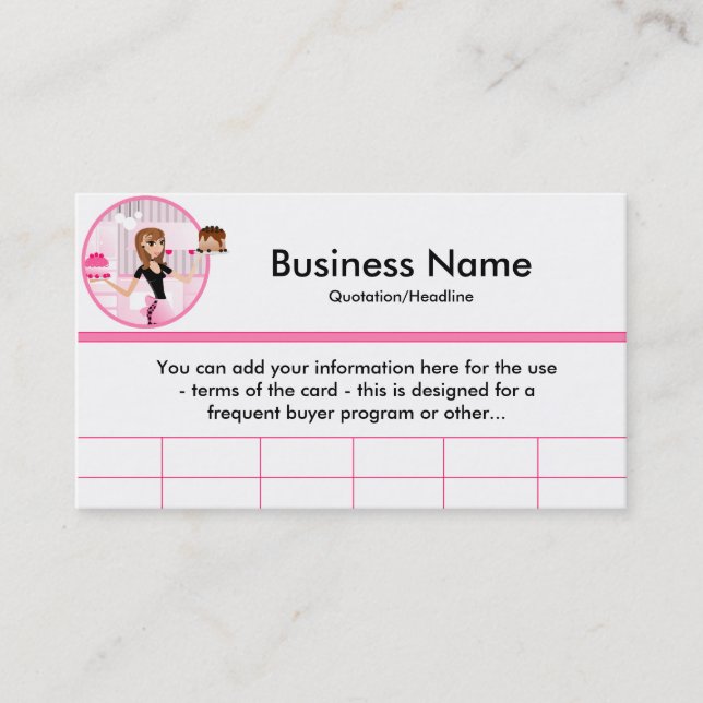 Baker/Bakery/Pastry Chef (D1) Frequent Buyer Cards (Front)