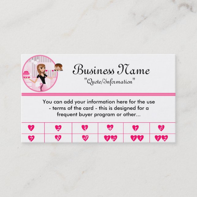 Baker/Bakery/Pastry Chef (D2) Frequent Buyer Cards (Front)