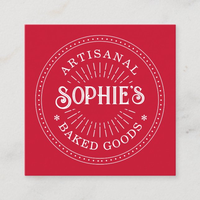 Baker Bakery Pastry Chef Typography  Square Business Card (Front)