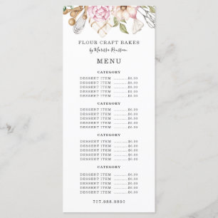 Baker Bakery Watercolor Bakers Tools Utensils Menu