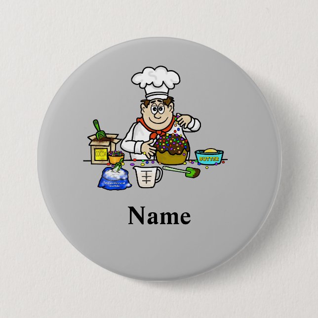 Baker Baking Cake Button (Front)