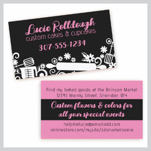 Baker baking pastry chef utensils black business c card
