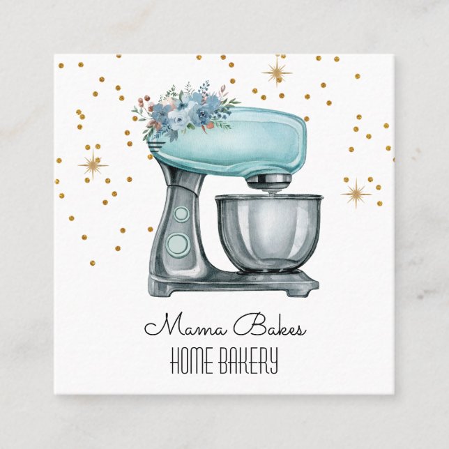 Baker Baking Watercolor Pastry Chef  Square Business Card (Front)