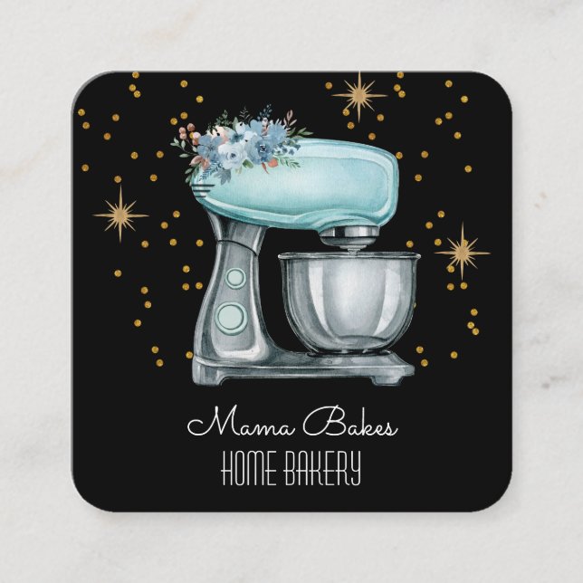 Baker Baking Watercolor Pastry Chef  Square Business Card (Front)