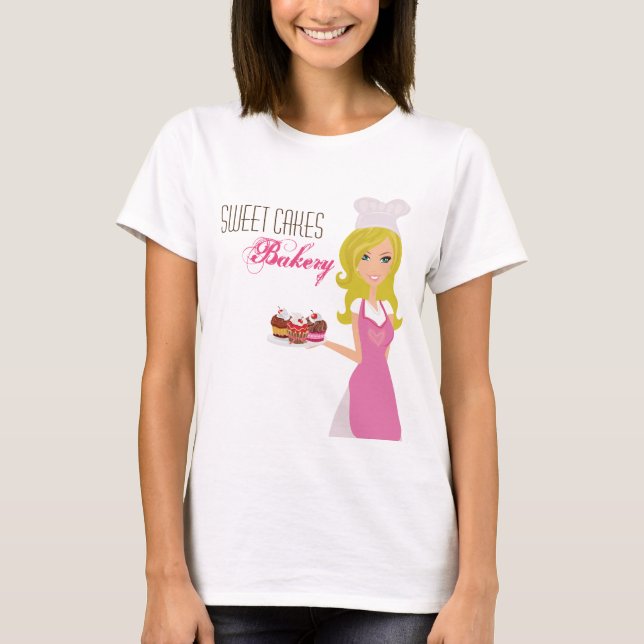 Baker blond de T-shirt de société sur les gâteaux (Devant)