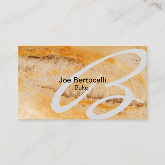Baker Bread Texture Monogram Business Card (Front)