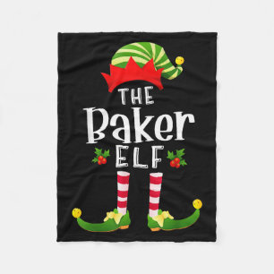 Baker Christmas Elf Matching Pajama X-mas Party  Fleece Blanket