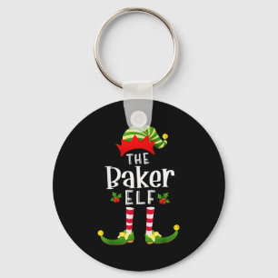 Baker Christmas Elf Matching Pajama X-mas Party  Keychain