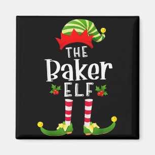 Baker Christmas Elf Matching Pajama X-mas Party  Magnet