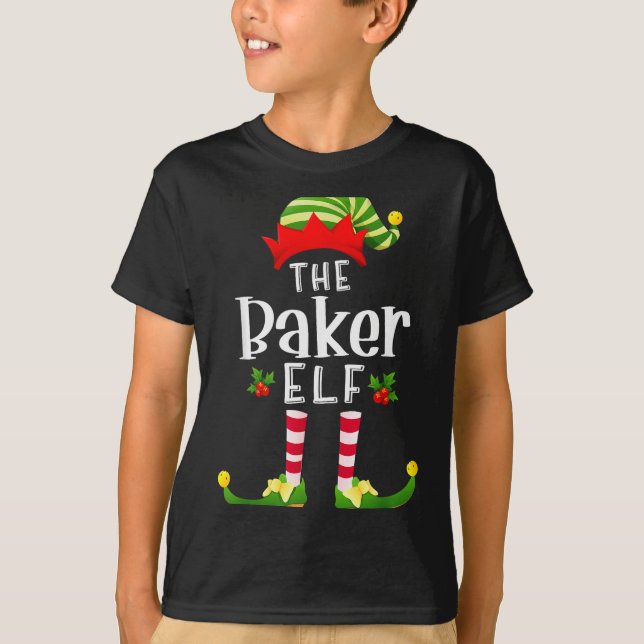 Baker Christmas Elf Matching Pajama X-mas Party  T-Shirt (Front)