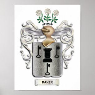 Baker Coat of Arms Print on Heavy Matte Paper