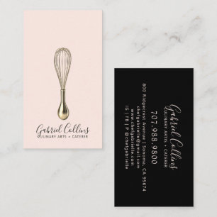 Baker Cream Gold Black Chef Caterer Business Card