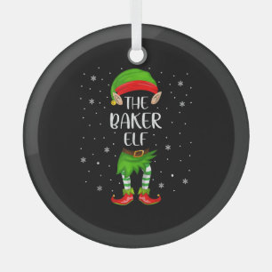 Baker Elf Xmas Party Matching Family Christmas Glass Ornament