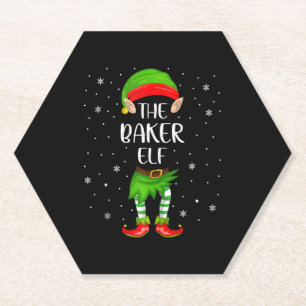 Baker Elf Xmas Party Matching Family Christmas Paper Coaster