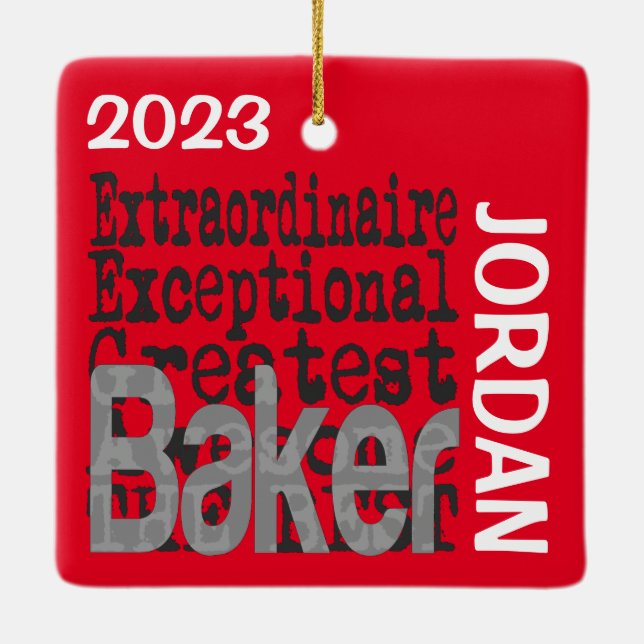 Baker Extraordinaire CUSTOM Ceramic Ornament (Back)
