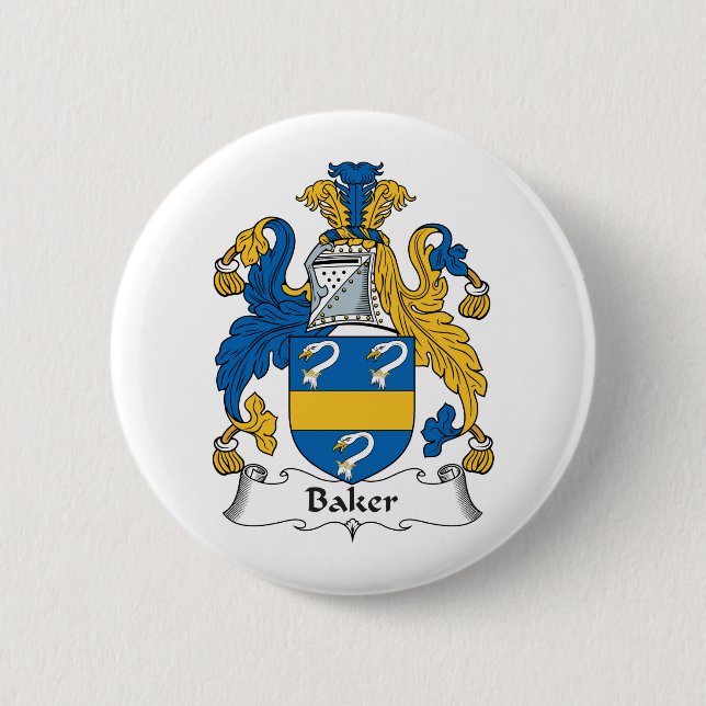 Baker Family Crest 2 Inch Round Button (Front)