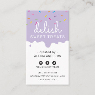 BAKER FROSTING modern colourful sprinkles purple Business Card