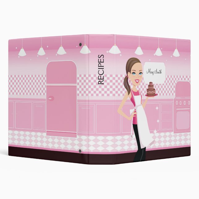 Baker Girl Illustrated Recipe Binder Customizable (Background)