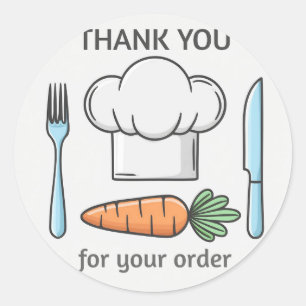 Baker Hat and Cutlery Thanks Classic Round Sticker
