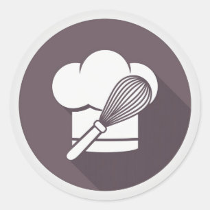 Baker Hat and Whisk Classic Round Sticker