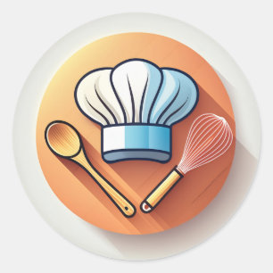 Baker Hat and Whisk Classic Round Sticker