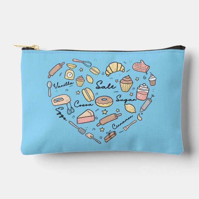 Baker Heart Funny Bakery Baking Pastry Chef Accessory Pouch (Front)