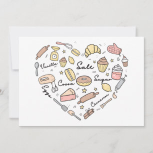 Baker Heart Funny Bakery Baking Pastry Chef Holiday Card