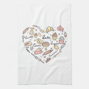 Baker Heart Funny Bakery Baking Pastry Chef Kitchen Towel