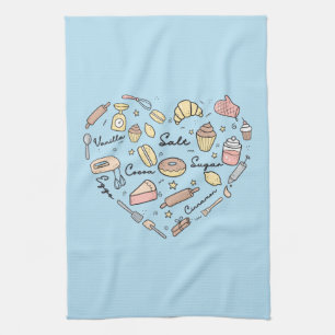 Baker Heart Funny Bakery Baking Pastry Chef Kitchen Towel