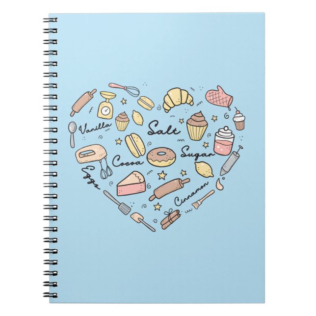 Baker Heart Funny Bakery Baking Pastry Chef Notebook (Front)