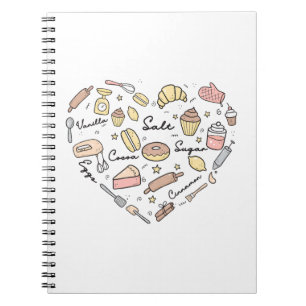 Baker Heart Funny Bakery Baking Pastry Chef Notebook